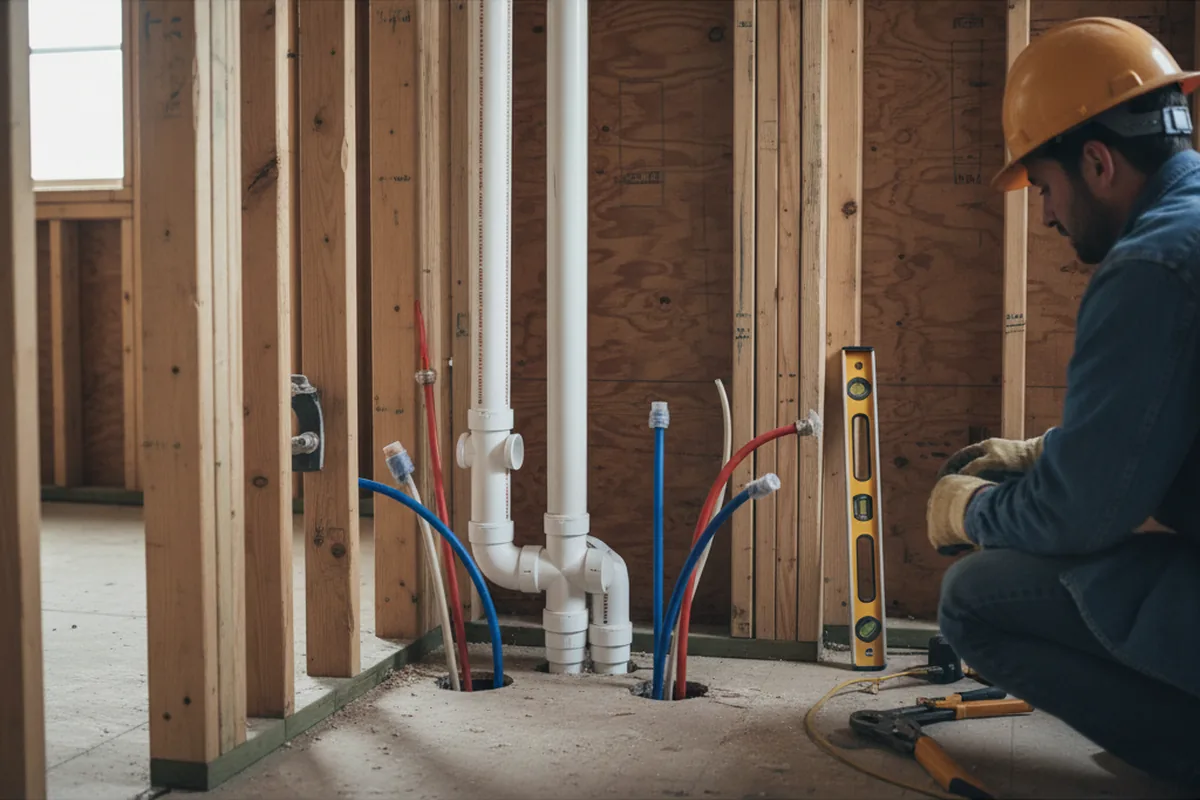 Drain and supply rough-in during Drain Cleaning in Levan